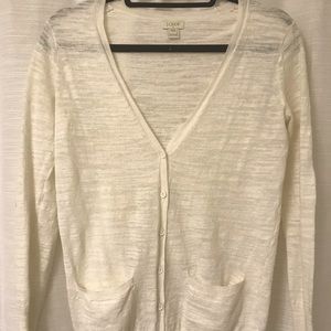 White linen J.Crew Cardigan